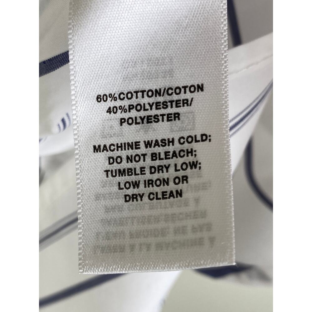 Lafayette 148 Stripe Button Down Shirt White Blue Longline Size L - Picture 12 of 13